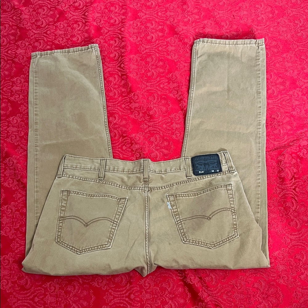 Levi’s 514 Straight Leg Jeans Mens 38x32 Khaki Cotton Denim Altered Inseam 31"
